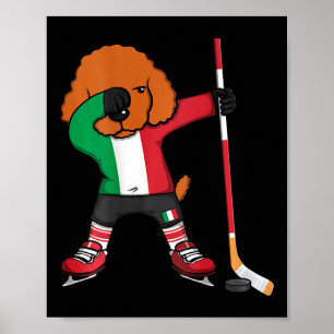 Dabbing Pudel Hund Italien Ishockeyfans Jersey Wi Poster