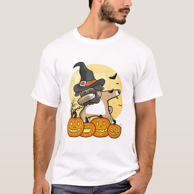 Dabbing Pug Halloween T Shirt (Framsida)