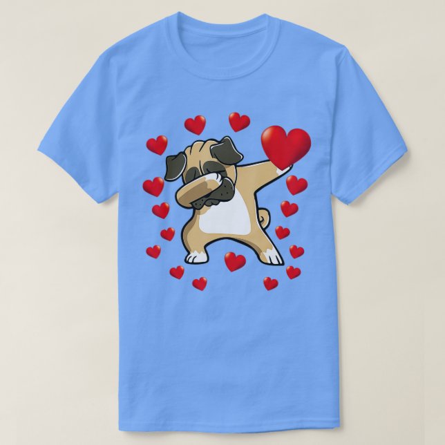 Dabbing Pug Heart Valentines day Boys Kids Kärlek  T Shirt (Design framsida)