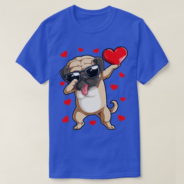 Dabbing Pug Heart Valentines day Boys Kids Kärlek  T Shirt (Design framsida)