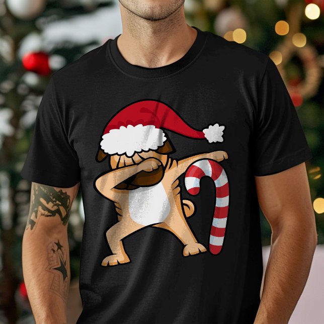 Dabbing Pug Hund Jul Helgdag T Shirt (Skapare uppladdad)