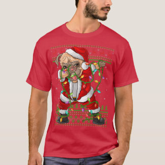 Dabbing Pug Hund Ljus Funny Ugly Pug Santa C T Shirt
