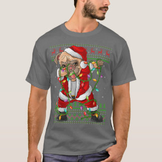 Dabbing Pug Hund Ljus Funny Ugly Pug Santa C T Shirt