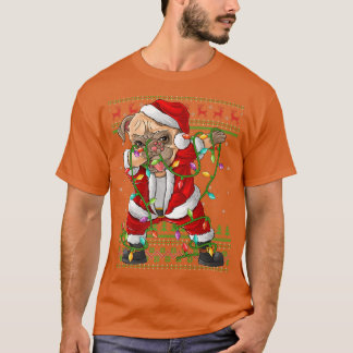 Dabbing Pug Hund Ljus Funny Ugly Pug Santa C T Shirt
