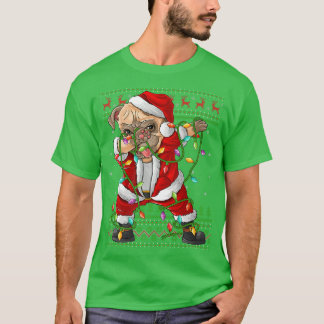 Dabbing Pug Hund Ljus Funny Ugly Pug Santa C T Shirt