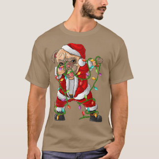 Dabbing Pug Hund Ljus Julafton Funny Pug Santa Kri T Shirt