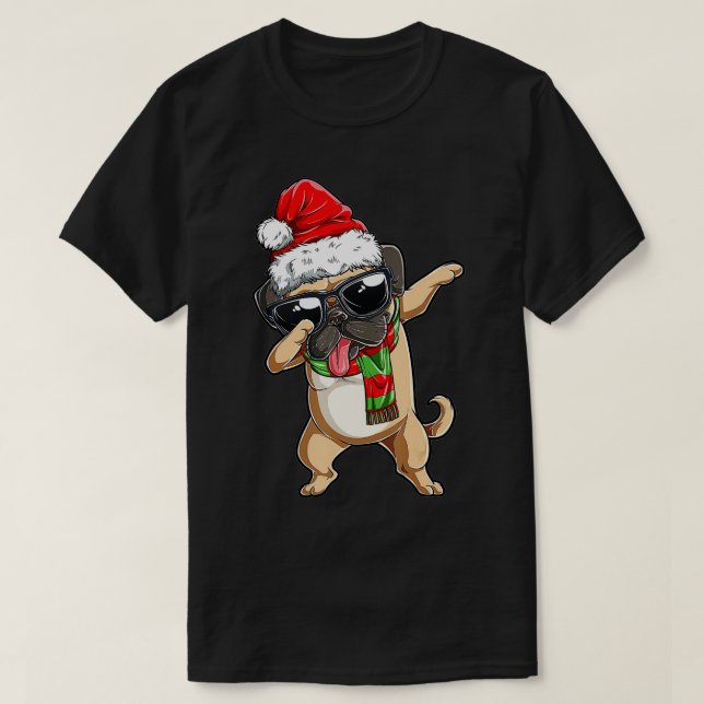 Dabbing Pug Santa Christmas Gift Kids Boys Girls P T Shirt (Design framsida)