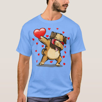 Dabbing Pug Sunglasses Heart Kärlek Valentines day T Shirt