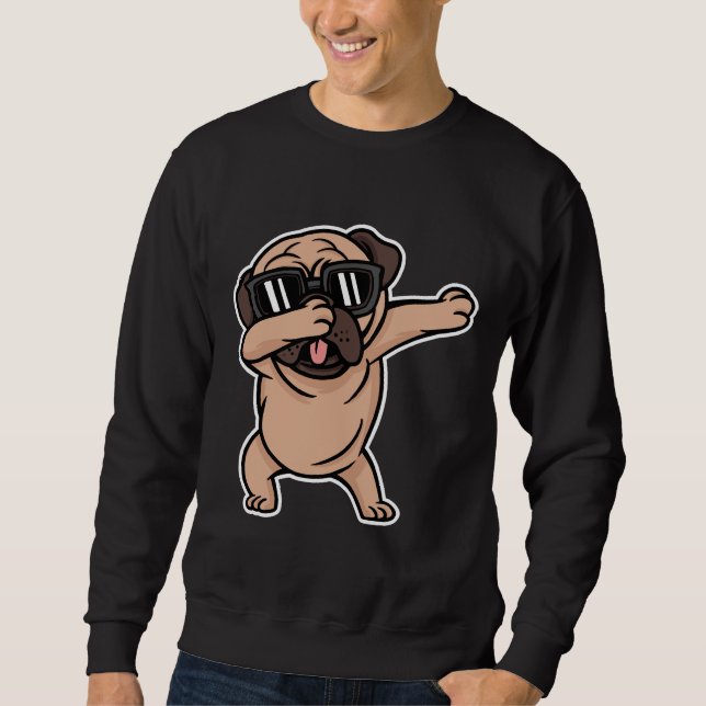 Dabbing Pug with sunglass Essential T-Shirt 572 Lång Ärmad Tröja (Framsida)