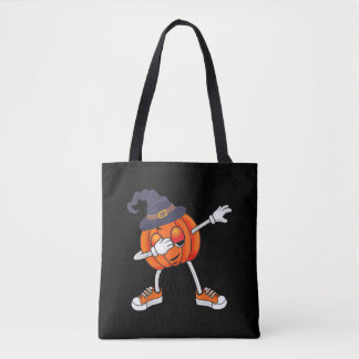 Dabbing Pumpkin Bära Witch Hat Halloween Gift Tygkasse