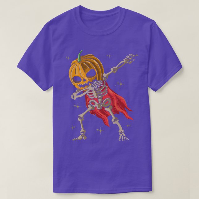 Dabbing Pumpkin Dance of Death Macabre Skeleton  T Shirt (Design framsida)