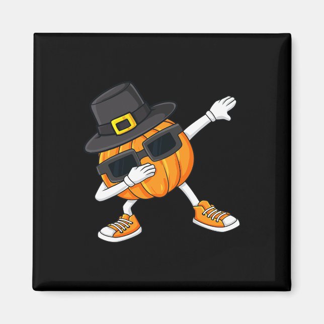 Dabbing Pumpkin Pilgrim Thanksgiving Day Boys Girl Magnet (Framsidan)