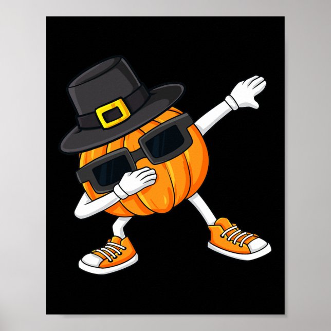 Dabbing Pumpkin Pilgrim Thanksgiving Day Boys Girl Poster (Framsidan)