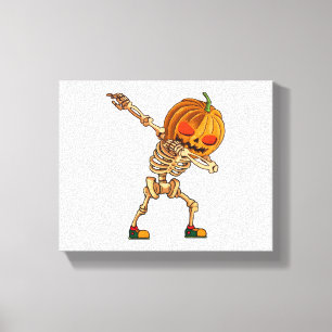 Dabbing Pumpkin - Scary Skeleton Costume - Funny H Canvastryck