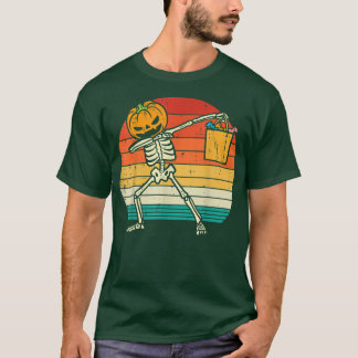 Dabbing Pumpkin Skeleton Candy Retro Småbarn Boys T Shirt