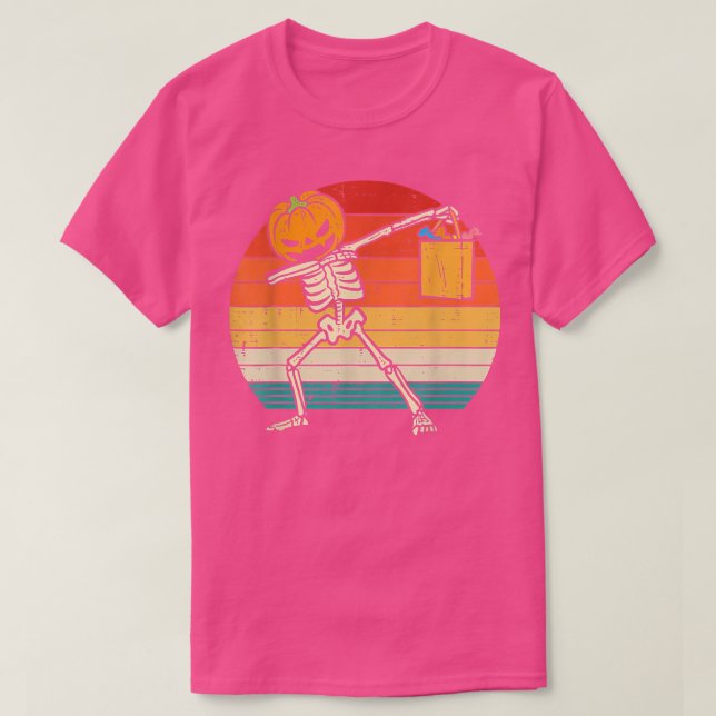 Dabbing Pumpkin Skeleton Candy Retro Småbarn Boys  T Shirt (Design framsida)