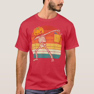 Dabbing Pumpkin Skeleton Candy Retro Småbarn Boys T Shirt