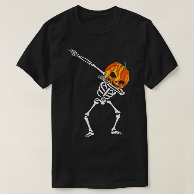 Dabbing pumpkin Skeleton T Shirt (Design framsida)