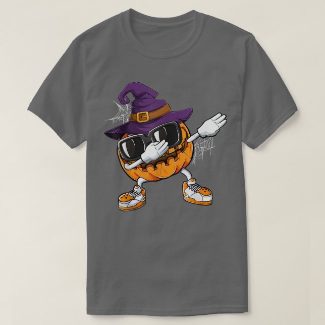 Dabbing Pumpkin Witch Funny Halloween Costume 537 T Shirt (Design framsida)