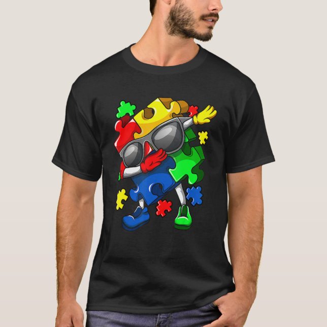 Dabbing Puzzle Biet Autism Dab T Shirt (Framsida)