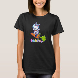 Dabbing Rabbit Astronaut Påskhare Carrot Rocke T Shirt
