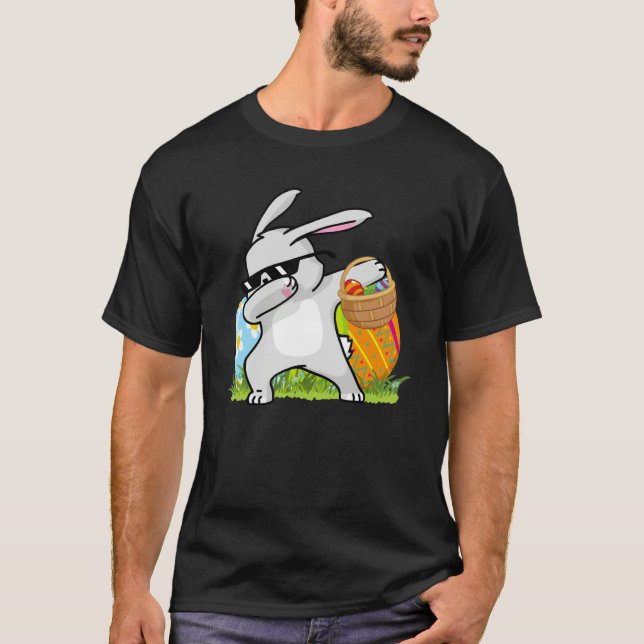 Dabbing Rabbit Easter Day Eggs Bunny Dabbing Boys  T Shirt (Framsida)