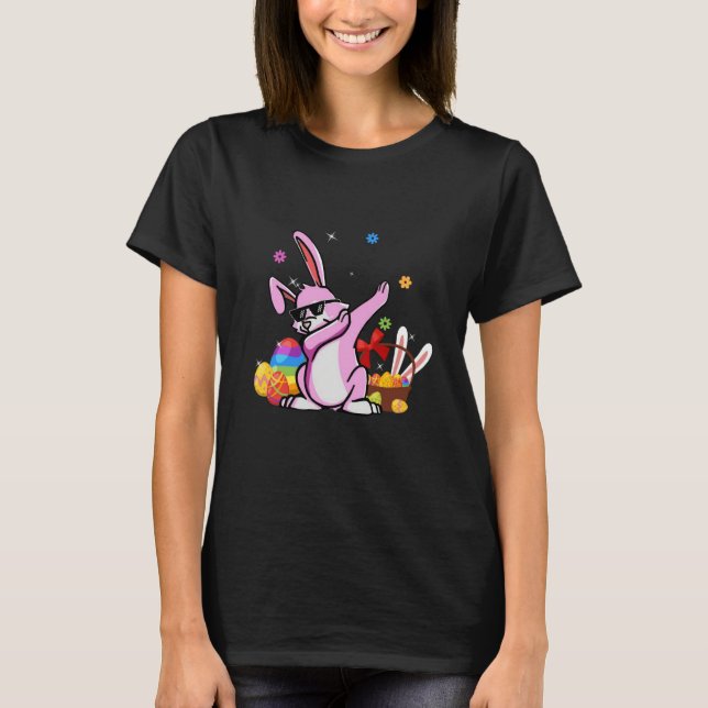 Dabbing Rabbit Easter Day Eggs Dab Boys Girls Kids T Shirt (Framsida)