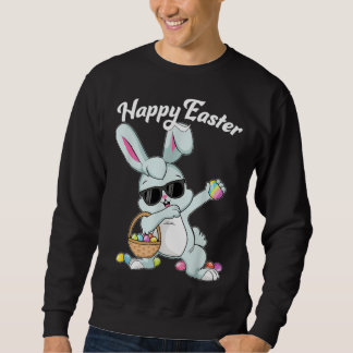 Dabbing Rabbit Happy Easter Day Eggs Dab Boys Girl Lång Ärmad Tröja