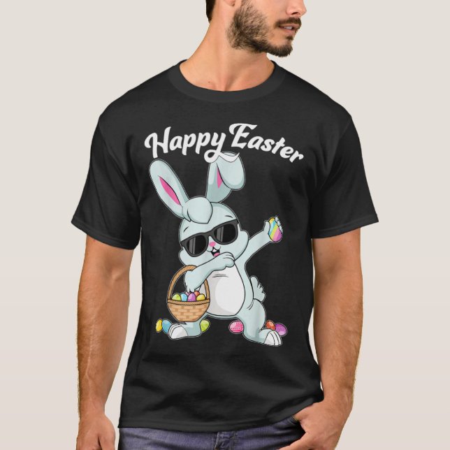 Dabbing Rabbit Happy Easter Day Eggs Dab Boys Girl T Shirt (Framsida)