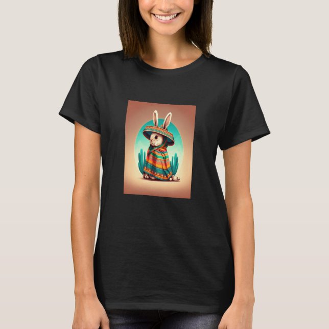 Dabbing Rabbit In Mexican Costume Year of The Rabb T Shirt (Framsida)