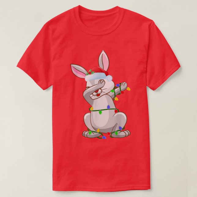 Dabbing Rabbit Julafton Ljus Funny Santa Rabbit Ch T Shirt (Design framsida)
