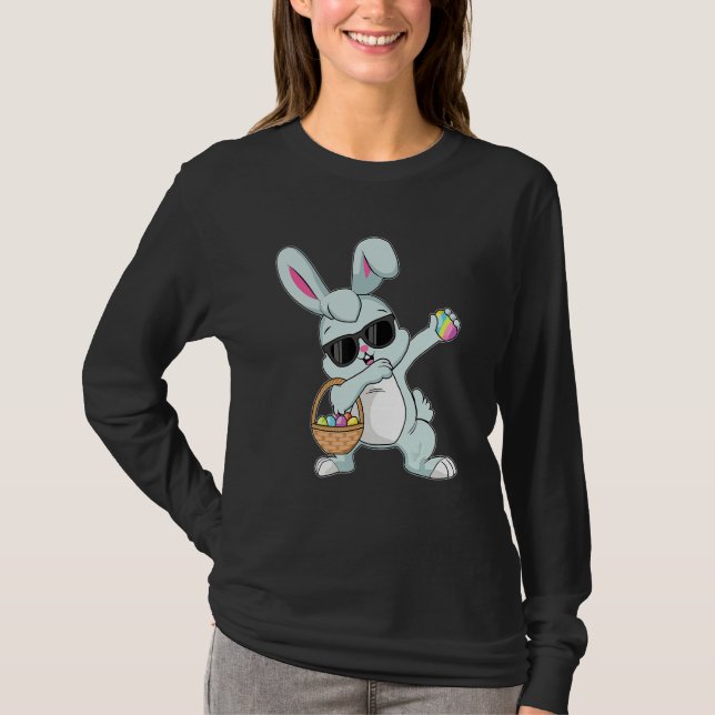 Dabbing Rabbit Påsk Day Eggs Bunny Dabbing Boys T Shirt (Framsida)