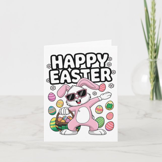 Dabbing Rabbit Påsk Day Eggs Dab Boys Girls Kid Kort (Framsida)