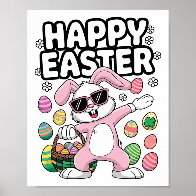 Dabbing Rabbit Påsk Day Eggs Dab Boys Girls Kid Poster (Framsidan)