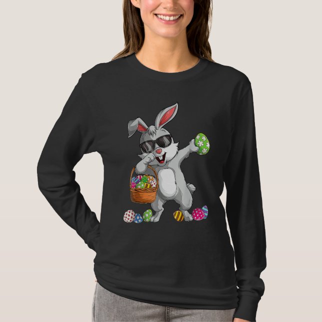 Dabbing Rabbit Påsk Day Eggs Dab Boys Kid Bunny T Shirt (Framsida)