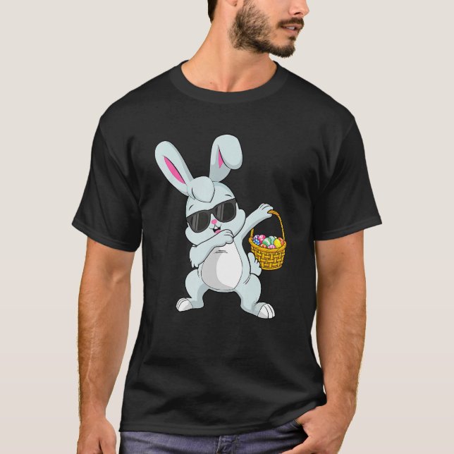 Dabbing Rabbit Påsk Day Eggs Dab Manar Women Boys T Shirt (Framsida)