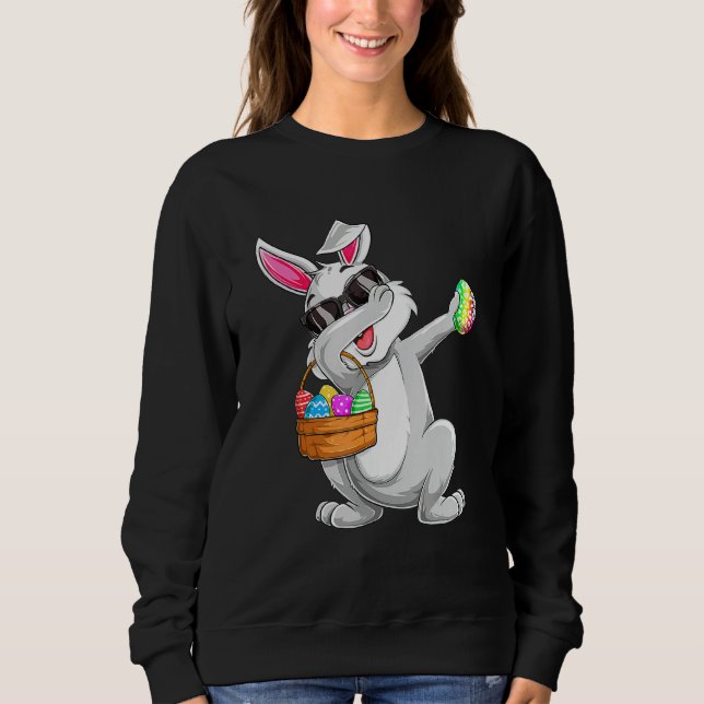 Dabbing Rabbit Påsk Day Eggs Hunting Basket Dab T Shirt (Framsida)