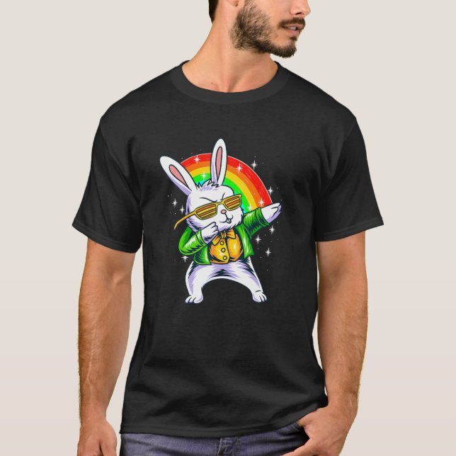 Dabbing Rabbit Rainbow Easter Day Eggs Dab Boys Gi T Shirt (Framsida)