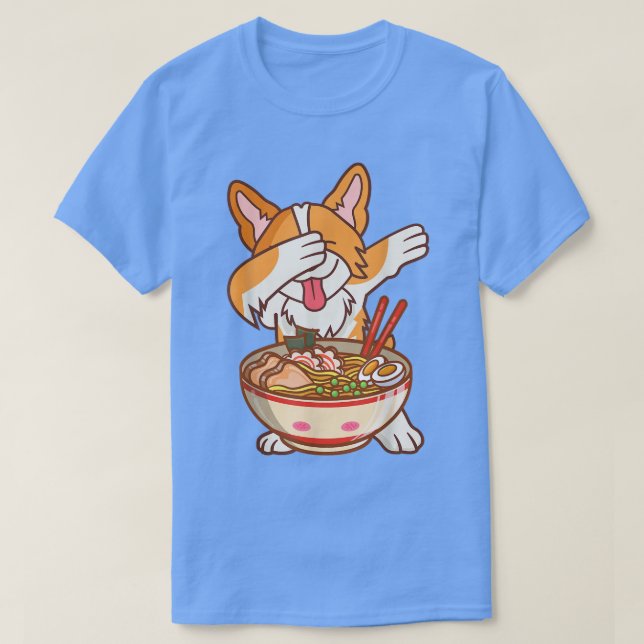 Dabbing Ramen Anime Funny Noodles Kawaii Hund Japa T Shirt (Design framsida)