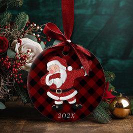 Dabbing Red Play Jultomten | Roligt Rustic Buffalo Julgransprydnad Keramik
