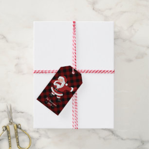 Dabbing Red Play Jultomten Roligt Rustic Buffalo Presentetikett