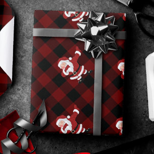 Dabbing Red Play Jultomten   Roligt Rustic Buffalo Presentpapper