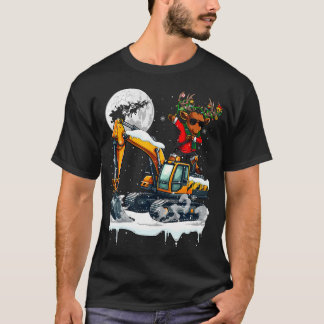 Dabbing Reindeer On Excavator Truck Christmas Driv T Shirt