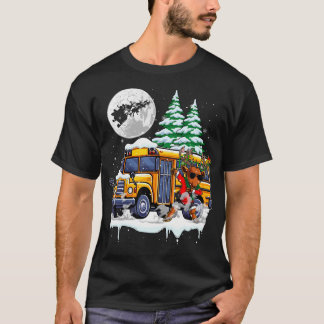 Dabbing Reindeer On School Bus Christmas Driver Lo T Shirt