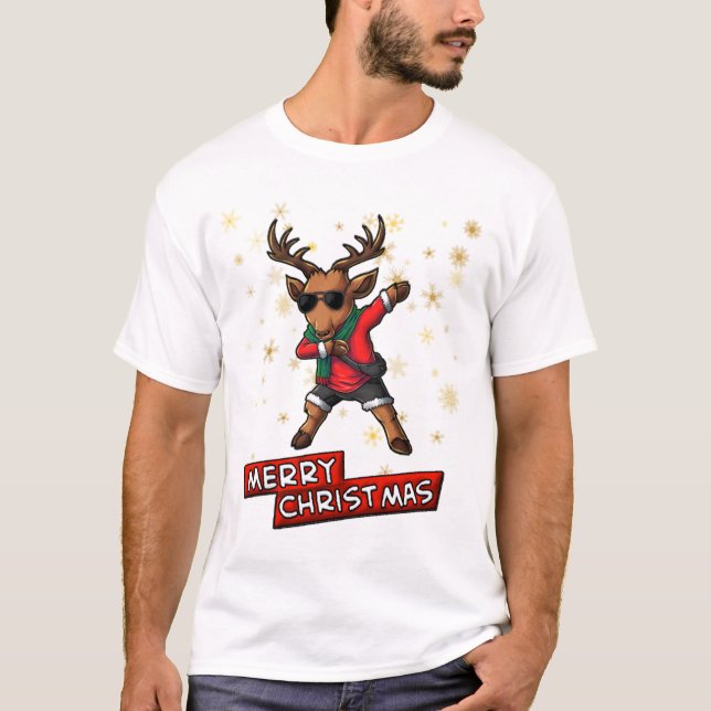 Dabbing Reindeer T Shirt (Framsida)