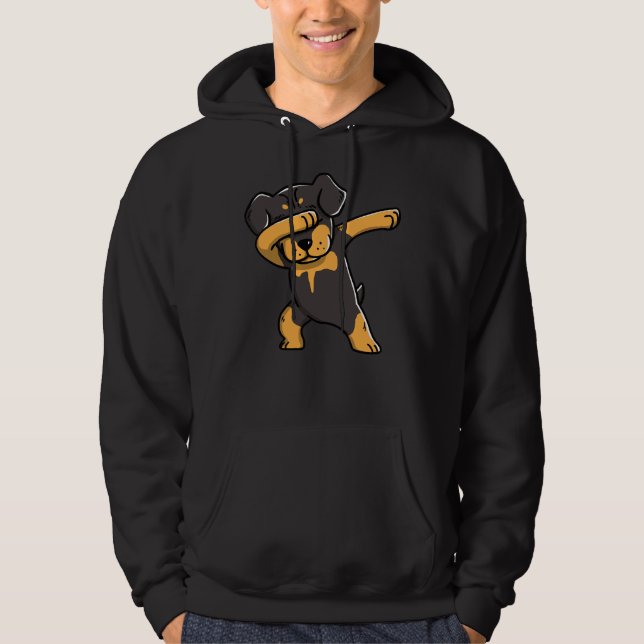 Dabbing Rottweiler 2 Hoodie (Framsida)