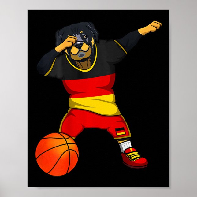 Dabbing Rottweiler Germany Jersey German Sketll Lo Poster (Framsidan)