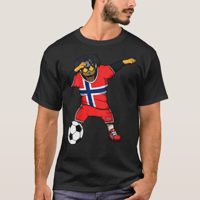 Dabbing Rottweiler Norge Ocer Fläkt T Shirt (Framsida)