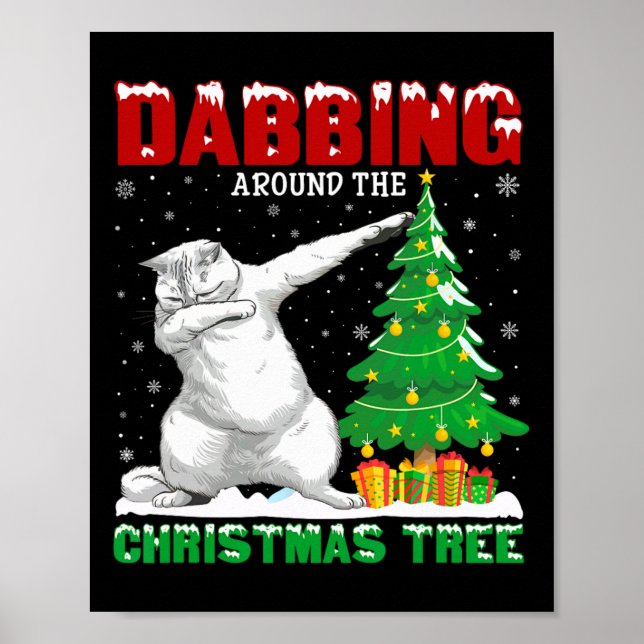 Dabbing runt den persiska katten Julafton vid Julg Poster (Framsidan)