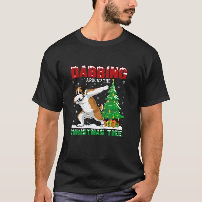 Dabbing runt Julgran Saint Bernard Do T Shirt (Framsida)